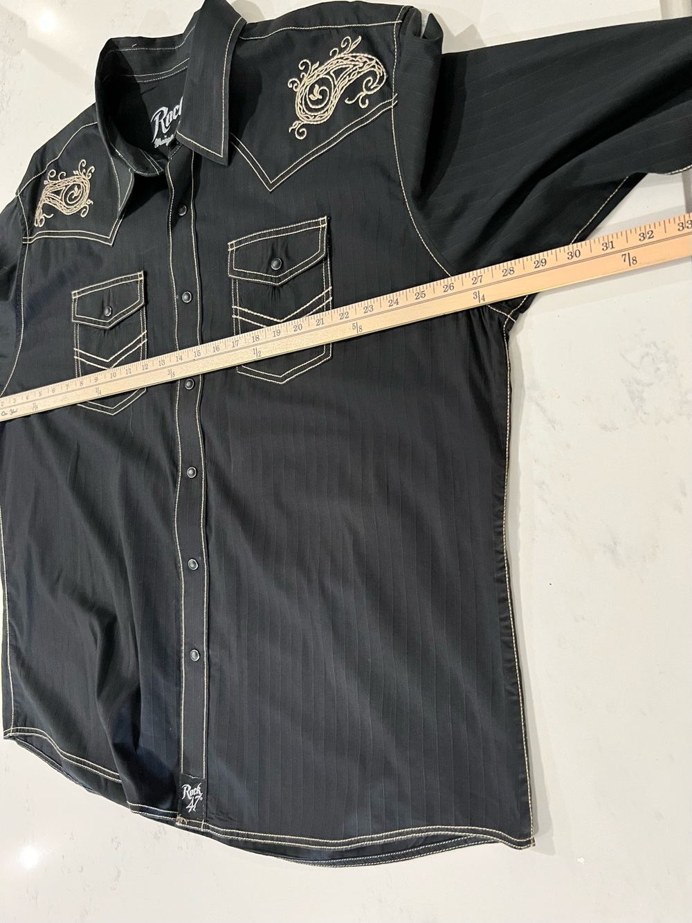 Wrangler Black Long-Sleeve Western Shirt with Cream Embroidery - Picture 14 of 16